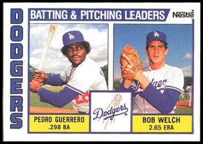 306 Dodgers Batting & Pitching Leaders Pedro Guerrero Bob Welch
